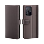 Xiaomi 11T/11T Pro Plånboksfodral i Äkta Läder, Brun