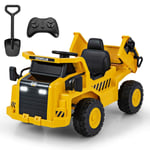 Caterpillar elbil för barn 12V dumper att sitta på med sandskyffel & tippsäng & megafon