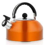 Heritan Home Whistling Kettle for Gas Stove 3L Steel Whistle Tea Kettle Water Bottle(Orange)