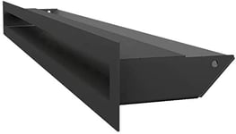Grille de Ventilation KRATKI AIR | Grille d'air Chaud 6 x 60 cm | Noir | Grille d'extraction pour Ventilation de cheminée | Prise d'air à Un Angle de 45 degrés | résistant à la surchauffe