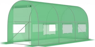 Puutarhakasvihuone 3x2x2 metriä - 6m2 - metallirunko vihreällä PE-kalvolla - hyttysverkolla varustetut ikkunat