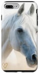 Coque pour iPhone 7 Plus/8 Plus Motif tête de Cheval Blanc Avec un beau Coeur D'Amour Doré