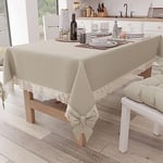 PETTI Artigiani Italiani - Nappe Rectangulaire Tissu avec Dentelle de Saint-Gall, Nappes de Table en Coton 6 Places, 140x180 cm, Beige, Accessoires De Cuisine 100% Made in Italy