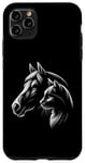 Coque pour iPhone 11 Pro Max Silhouette de visage de cheval et de chat pour amoureux des animaux