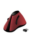 Ergonomic vertical mouse wireless 2.4 GHz red - Vertical mouse - Optisk - 5 knapper - Rød