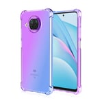 FANFO® Case for Xiaomi Mi 10T Lite/Redmi Note 9 Pro 5G, Gradient Color Transparent Ultra Slim Anti Smudge Silicone Soft Shockproof TPU Reinforced Corners Protection Phone Cover, Purple/Blue