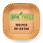 PORTENTUM Papier cuisson air fryer - 100 pièces Food-Grade BPA gratuit, 20 x 24 cm, pour friteuse sans huile 5 à 8 litres - Idéal pour la cuisson saine