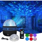 2-i-1 Galaxylampa, Nordljus och Havsvågor Projektor med Fjärrkontroll Färgrik Nattlampa Sovrum Heminredning Present