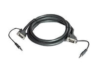 Kramer C-Gma/Gma Series C-Gma/Gma-10 - Vga-Kabel - Hd-15 (Vga), Mini-Phone Stereo 3.5 Mm (Hane) Till Hd-15 (Vga), Mini-Phone Stereo 3.5 Mm (Hane) - 3 M - Tumskruvar - Mörkgrå