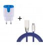 Pack Chargeur Lightning pour IPHONE SE 2020 (Cable Fast Charge + Double Prise Secteur Couleur USB) - BLEU