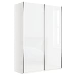 John Lewis Elstra 150cm Wardrobe with White Glass Sliding Doors