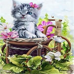 RUGST Paint by Numbers DIY Oil Painting kit Idyllic Kitten 40x50cm Modern Pop Hand Digital Painting oil Tablet Adults and Kids Beginner Gift Kits Pre-Printed Canvas Colorful Wall Art Home Decor T5712
