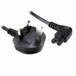 2m Long UK Plug to C5 Clover Leaf Power Cable Mains Lead Black