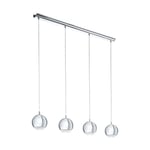 EGLO Conessa LED Pendant Light, 4-Bulb Pendant Lamp, Modern Hanging Light Made of Metal and Plastic, Dining Table Lamp in Chrome, Clear, Living Room Lamp Hanging with GU10 Socket