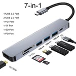 7-1 gris - Hub USB Type C vers HDMI, adaptateur 4k Rj45 100M avec SD TF PD Data Hub pour MacBook Pro/Air M1 USB-C Dock