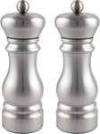 Grunwerg SP-6620SS Gmill 2-Piece Stainless Steel Salt and Pepper Mill Set with Ceramic Adjustable Grinder, Traditional Design, 17cm, Satin Finish