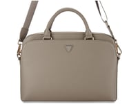 Bag Guess Grained Zipper Pocket Triangle Logo 15" Brown