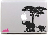 Artstickers. Sticker for 15 inch and 17 inch laptops. African Elephants Design Sticker for MacBook Pro Air Mac Laptop. Black. Spilart Gift, Registered Brand