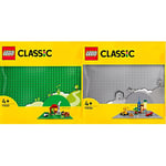 LEGO 11024 Classic Grey Baseplate, 48x48 Stud Building Base, Build and Display Board Set & 11023 Classic Green Baseplate, Square 32x32 Stud Building Base, Build and Display Board Set