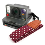 DURAGADGET Secure Anti-Slip Polka Dot Carry Strap with Faux Leather Detail - Compatible with Polaroid Originals OneStep 2 i-Type Camera