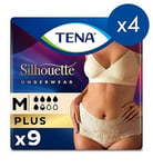 TENA Silhouette Plus Creme Lady Incontinence High Waist Pants - Medium - 4 packs of 9 bundle