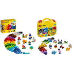 LEGO 11013 Classic Creative Transparent Bricks Building Set with Animals including Lion &  10713 Classic Creative Suitcase, Toy Storage, Fun Colourful Building Bricks for Kids