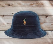 Polo Ralph Lauren Navy  Blue Classic Corduroy Cord Bucket Hat L/XL 61cm