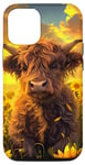 iPhone 15 Highland Cow, Spring Sunflower, Elegant Farm & Country Case