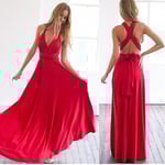Sexig Dam Multiway Wrap Konvertibel Boho Maxi Club Röd Klänning Bandage Lång Klänning Fest Brudtärnor Infinity Robe Longue Red XXL