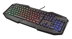 Trust Gaming GXT 830-RW Avonn Gaming Keyboard, QWERTY UK Layout, 12 Multimedia Keys, Anti-ghosting, Game Mode Switch, Full Size LED Keyboard with Rainbow Wave Illumination - Black