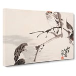 Birds By Ren Yi Asian Japanese Canvas Wall Art Print Ready to Hang, Framed Picture for Living Room Bedroom Home Office Décor, 24x16 Inch (60x40 cm)