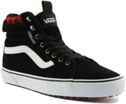 Vans Filmore Hi Mens Lace Up High Top Suede Trainers In Black Red Size UK 6 - 12