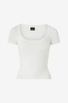 Gina Tricot - Topp Rib Short Sleeve Top - Vit