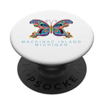 Graphique papillon souvenir de l'île Mackinac Michigan PopSockets PopGrip Interchangeable