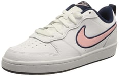 NIKE Court Borough Low 2 SE Basketball Shoe, White/Pink Glaze-Midnight Navy, 6 UK