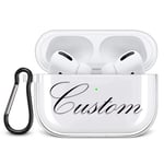 Pnakqil Personalized AirPods Pro Case Cover Clear Silicone Custom Name Design Transparent Shockproof Soft TPU Protective Front LED Visible Customize AirPods Cases for Apple AirPods Pro 2019