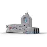 Lindy 40452 Cadenas USB avec clef 4 pièces Bleu