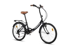moma bikes, Vélo de Ville Pliant, Top Class 24" Noir, Aluminium, 6V, Selle Comfort