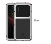 Fantasy Life Love Mei Powerful Case for Sony Xperia 1 II,Shockproof Waterproof Aluminum Metal Silicone Case(Silver)
