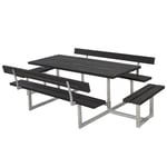 PLUS Picknickbord Basic med Extra Sittplatser Svart Plast BB-sæt m/2 ryglæn+2 påbygninger 185815-25