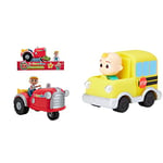 Cocomelon Musical Tractor with Sounds & Exclusive Farmer JJ Figure and ii. Cocomelon Mini Vehicle School Bus with JJ