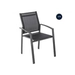 Lot de 4 fauteuils de jardin Axiome Poivre Graphite - Hespéride - Chaise de jardin aluminium - Gris - Extérieur