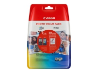 Canon PG-540 XL/CL-541XL Photo Value Pack - 2 pakker - Højtydende - sort, farve (cyan, magenta, gul) - 100 x 150 mm 50 ark boble med sikkerhed - blæk