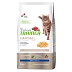 2,4 kg + 600 g på köpet! 2 x 1,5 kg Natural Trainer kattfoder - Adult Hairball med kyckling