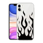 ZhuoFan for iPhone 12 Pro Max Case (6.7 inch) Phone Case Transparent Clear with Pattern [Ultra Slim] Shockproof Soft Gel TPU Silicone Bumper Back Cover for iPhone 12 Pro Max, Fire