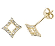 James Moore TH ES509 9k Yellow Gold Cubic Zirconia Stud Jewellery