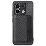 SKALO Xiaomi Redmi Note 13 Pro 5G Carbon Fiber Skal med Korthållare - Svart Svart