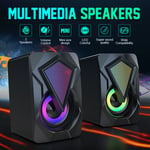 Surround Sound System LED PC Speakers Gaming Bass USB Wired for Desktop Computer