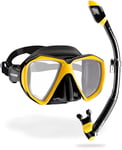 Cressi Set Ranger & Dry - Snorkel Set for Adults, Mask and Snorkel in Practical Case Black / Yellow