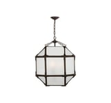 Morris taklampa antik zink/frostat glas